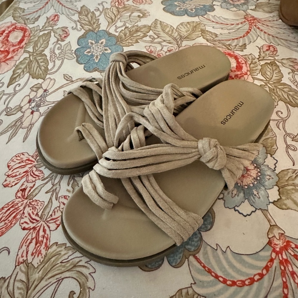 Maurices Cream Sandals with Crisscross Straps